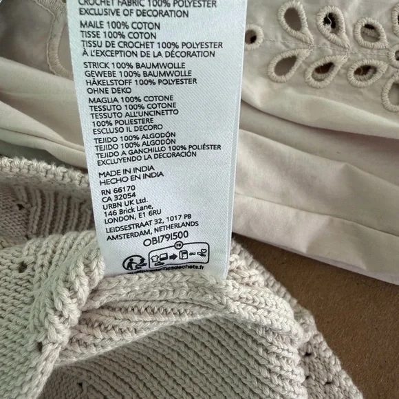 NWoT By Anthropologie Cutwork Puff-Sleeve Sweater women color pearl size Small - Picture 13 of 16